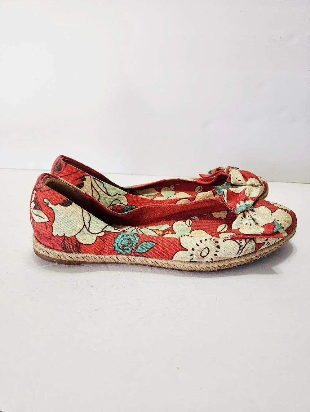 Tory Burch Tasmin Floral Print Canvas Espadrille Size 10